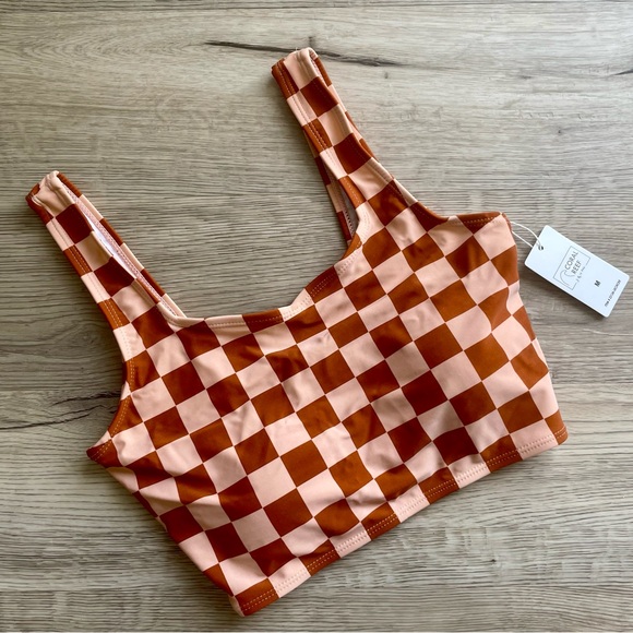 NWT | Checkered Bikini Top | Tankini for Women | M (8-10) | Coral Reef - Picture 6 of 8